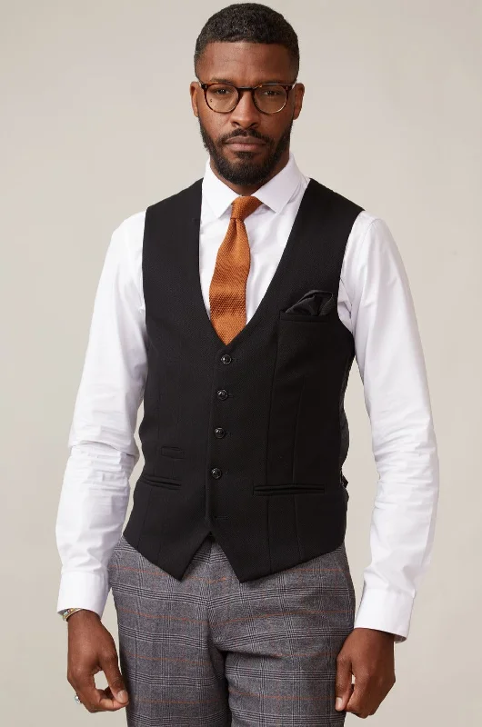 KELVIN - Black Single Breasted Waistcoat