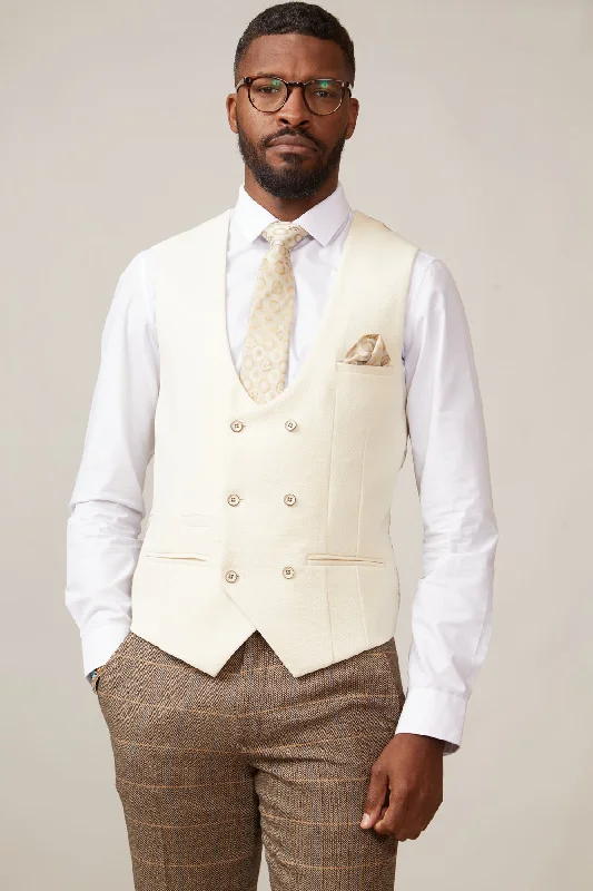 KELVIN - Cream Double Breasted Waistcoat