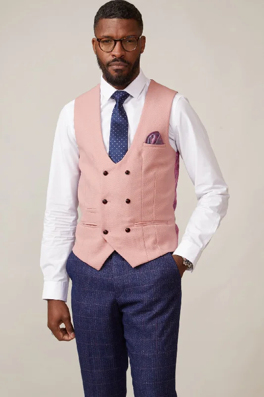 KELVIN - Pink Double Breasted Waistcoat