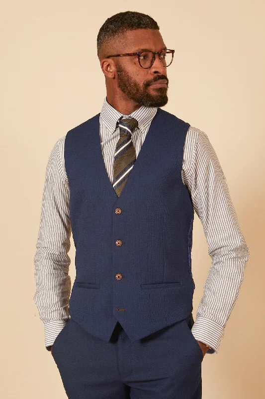 MAX - Royal Blue Single Breasted Waistcoat