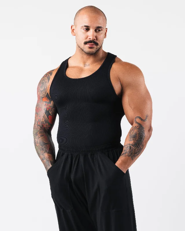 Zero Ribbed Tank 2pk - Black