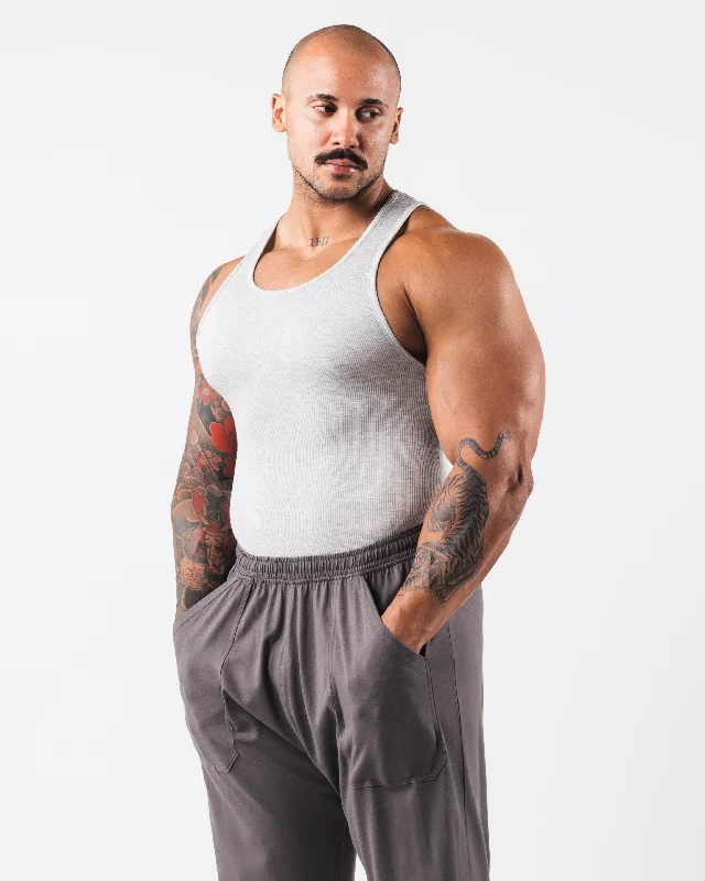 Zero Ribbed Tank 2pk - Heather Grey