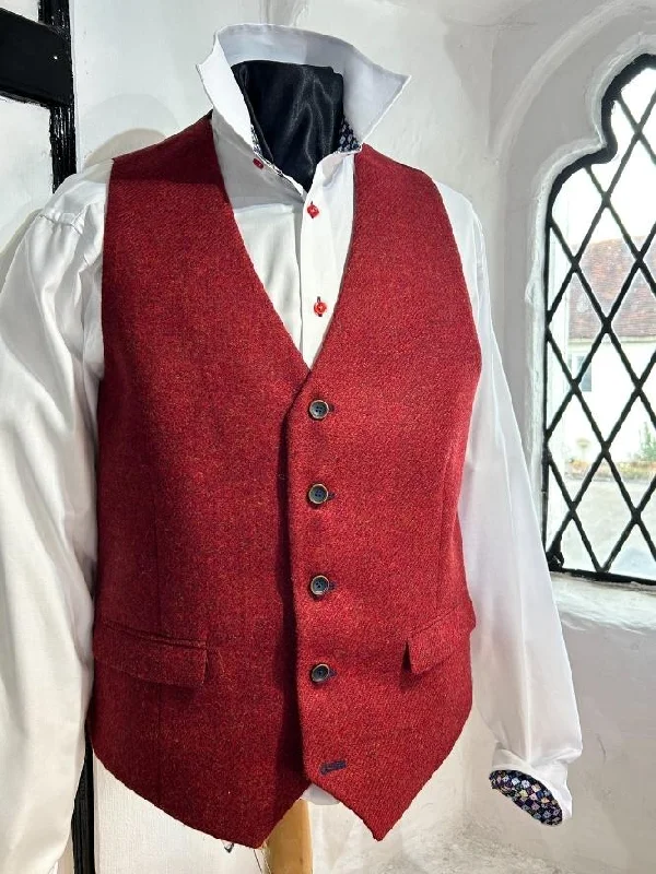 POPPY RED TWEED WAISTCOAT