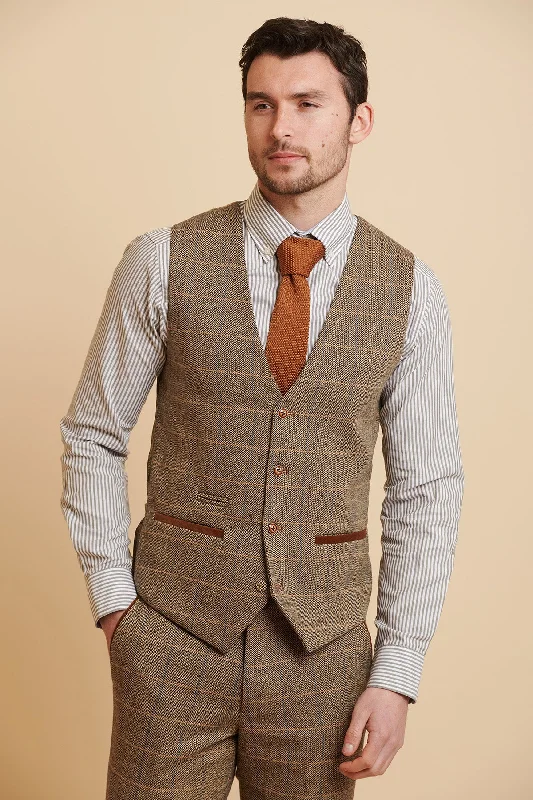 TED - Tan Tweed Check Waistcoat