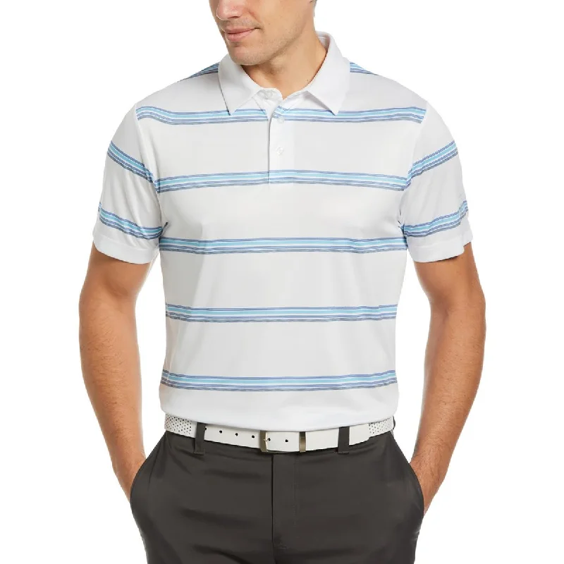 PGA Tour Mens Collar Striped Polo