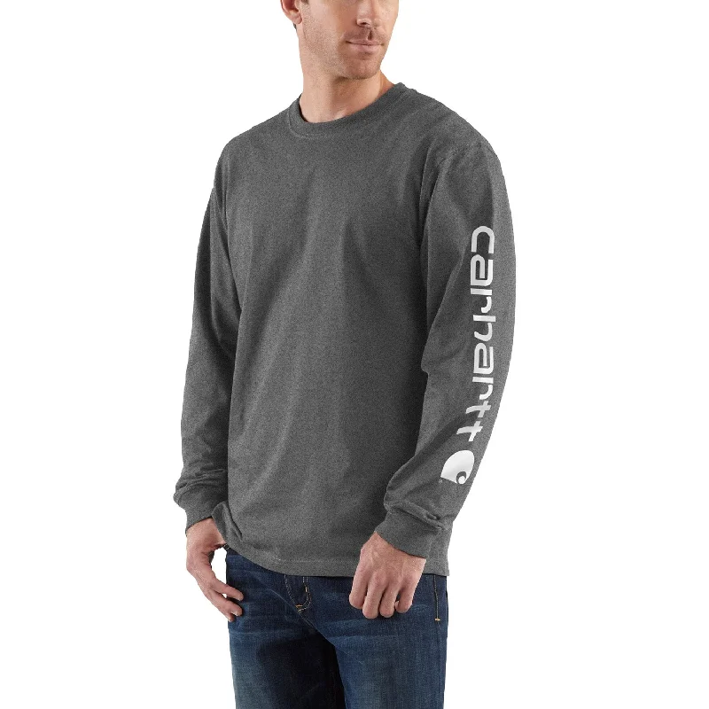 Carhartt Men's Signature Logo Long Sleeve T-Shirt_Carbon Heather