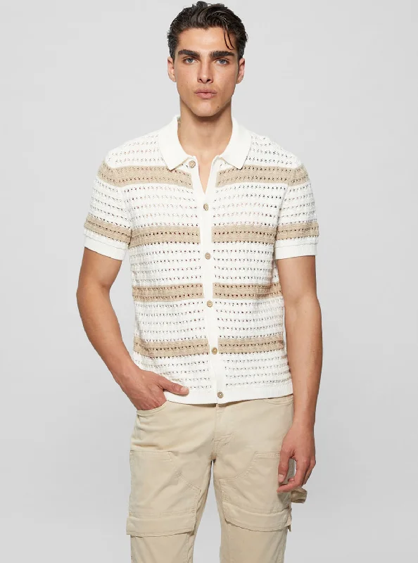 Eco White Crochet Joshua Polo Shirt