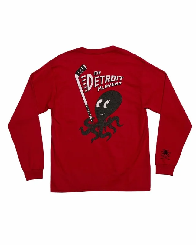 Ink Detroit - My Detroit Players Octopus - Long Sleeve T-Shirt - Red