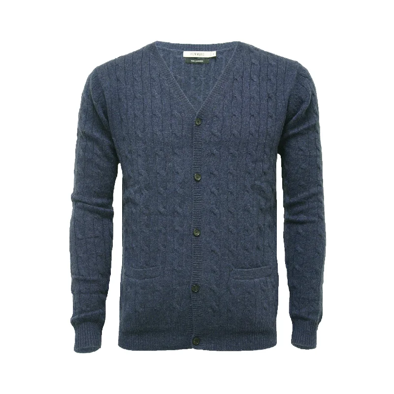 Jeans Cashmere Cardigan Cable stitch