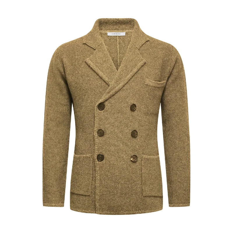 Knitted Double Breasted Jacket Trida Camel