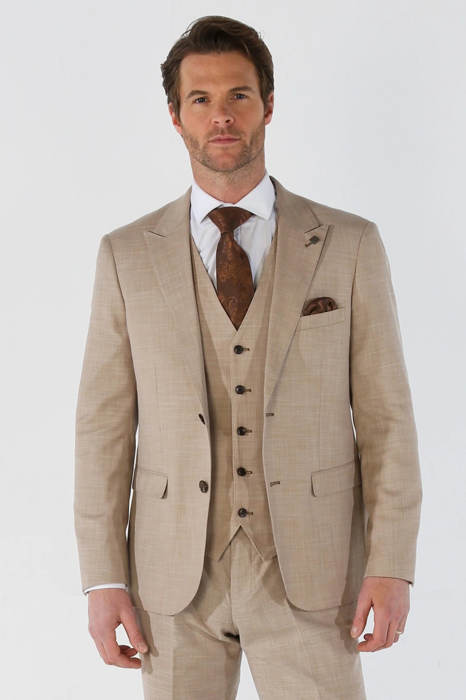 Kurt - Men's Beige Tailored Fit Blazer