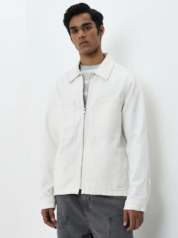 Nuon Off-White Relaxed-Fit Denim Jacket