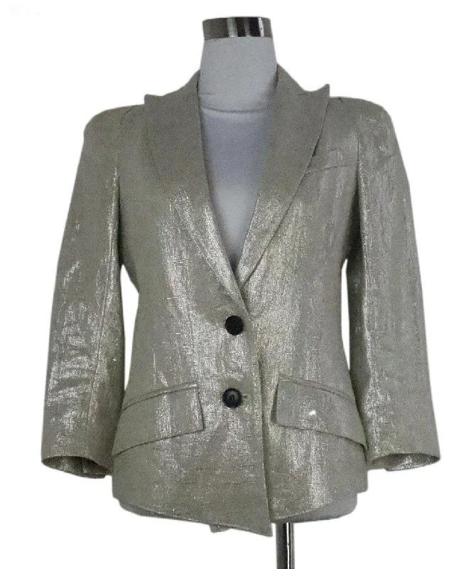 Smythe Silver & Beige Linen Jacket sz 2