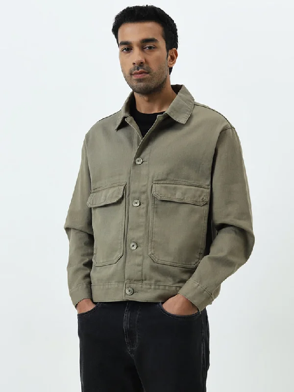 WES Casuals Sage Relaxed-Fit Cotton Jacket