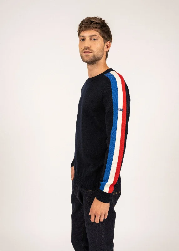 Wool raglan sleeve jumper - SAINT JAMES x Elysée (NAVY/GITANE/ECUME/TULIPE)