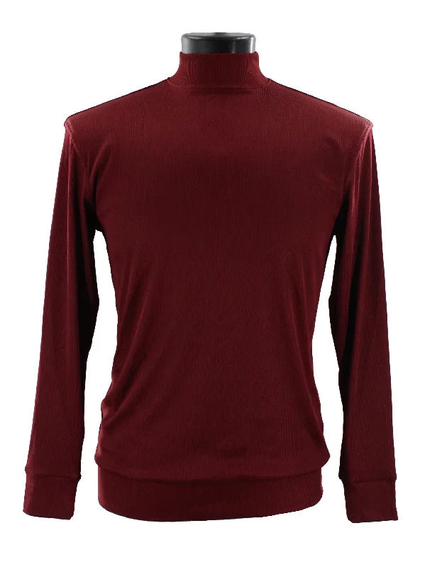 Log In Long Sleeve High Neck Men's T-Shirt - Solid Pattern Plum #632